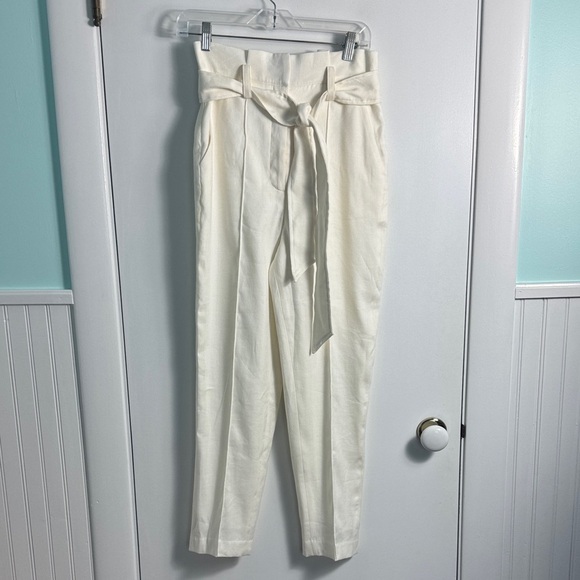 Veronica Beard Clerence Paper Bag Pants Cream Ivory Size 4 - Picture 2 of 14